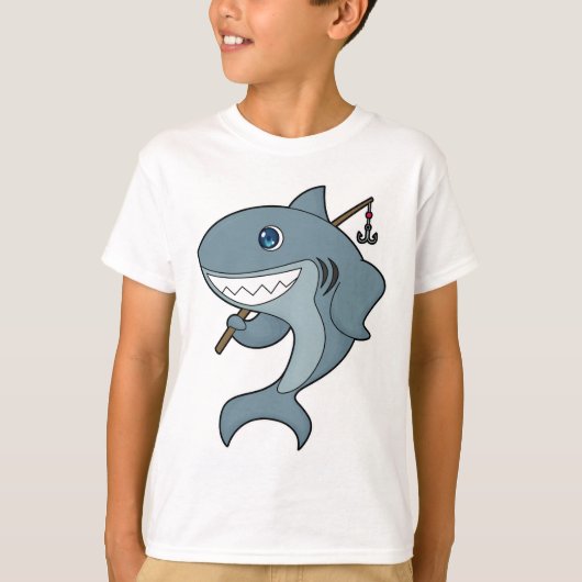 サメ魚釣りフィッシャーフィンシングロッド Tシャツ (正面)