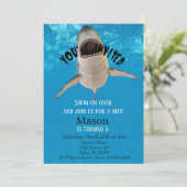 サメ　あなたも参加して　子供の誕生日 招待状 (スタンド正面)