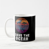 サメ,ウミガメ,クジラ,環境保護 コーヒーマグカップ (左)