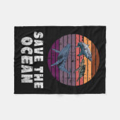 サメ，ウミガメ，クジラ，環境保護 フリースブランケット (正面(横))