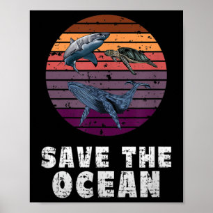 サメ，ウミガメ，クジラ，環境保護 ポスター