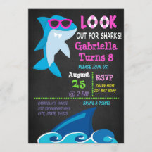 サメ·ガールズ·プール·パーティの招待状