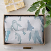 サメ,クジラ,イルカ,白いデコパージュのアザラシ 薄葉紙 (ギフト)