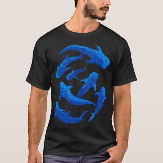 サメ クジラ 柄 Tシャツ (正面)