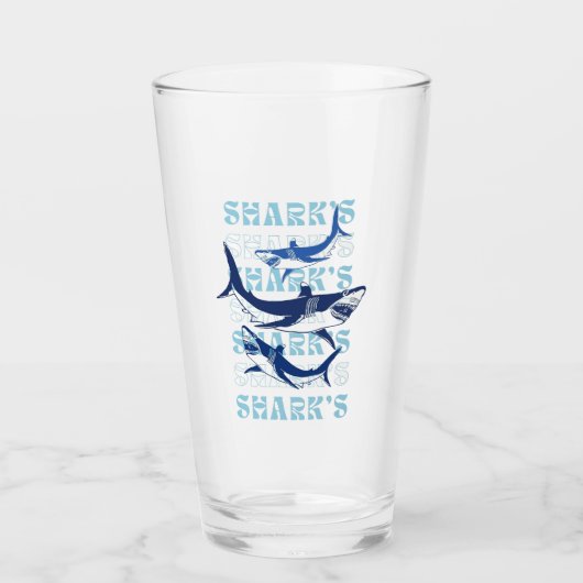 サメ，サメ，サメ，サメ，スタイル タンブラーグラス (正面)