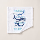 サメ，サメ，サメ，サメ，スタイル バスタオルセット (ウォッシュタオル)