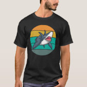 サメ レトロ ウェーブ 夏休み Tシャツ (正面)