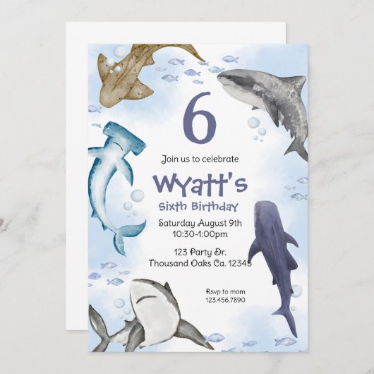 サメ！ 招待状 (正面/裏面)