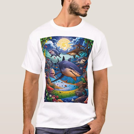 サメ：来あなたよ Tシャツ (正面)