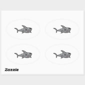 サメ 楕円形シール (シート)