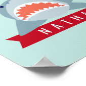 サメ 水中 青い少年 子供部屋 乳児室 アート ポスター (角)