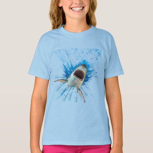 サメ 水 しぶき 海洋 Tシャツ (正面)