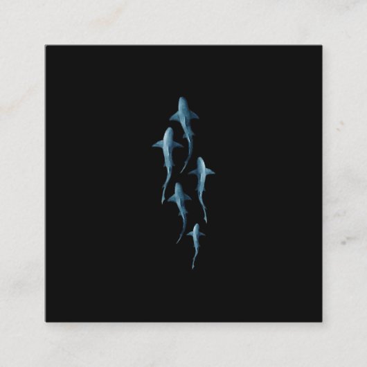サメ – 泳ぐサメかわいいおもしろいプレゼント スクエア名刺 (正面)