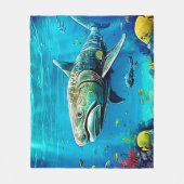 サメ 海の王者 アート フリースブランケット (正面)