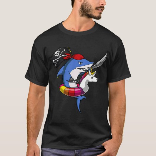 サメ+海賊+ユニコーン フロート Tシャツ (正面)