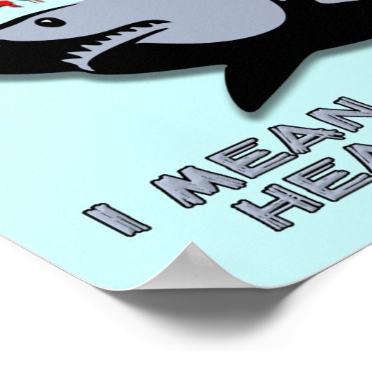 サメ – 音楽のポスタおもしろいーのサインを聞く ポスター (角)