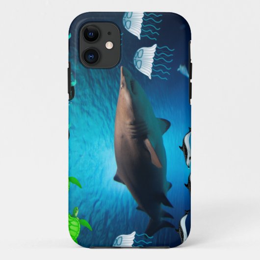 サメ 魚 カメ イルカ トロピカル オーシャン ウォーター Case-Mate iPhoneケース (裏面)