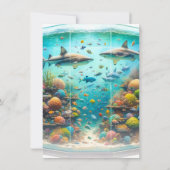 サメ 魚 水彩画 水族館 ありがとう 招待状 (裏面)