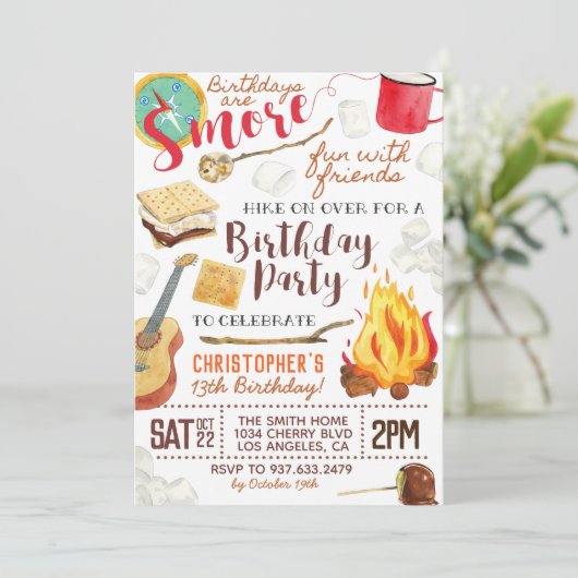 サモアおもしろいキャンプ誕生日招待状 招待状 (スタンド正面)