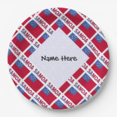 サモアおよびサモア国旗のタイル張りパーソナライズされた ペーパープレート (正面)