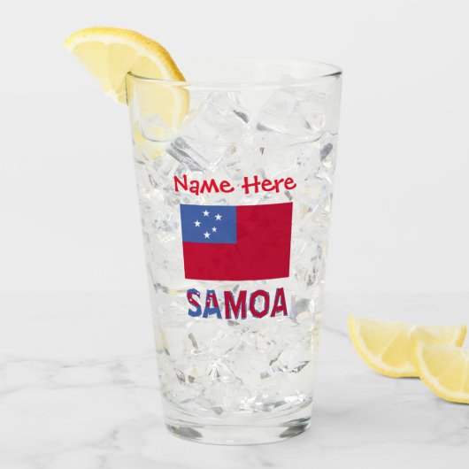サモアとサモア国旗のパーソナライズドグッズ 飲み物 タンブラーグラス (アイス正面)