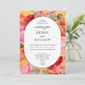 サモアの太陽の黄色に水彩で描かれたポピー 招待状 (スタンド正面)