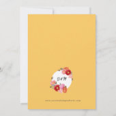 サモアの太陽の黄色に水彩で描かれたポピー 招待状 (裏面)