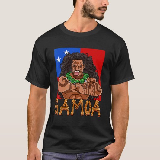 サモアの誇り ポリネシアの戦士 サモアの旗 Tシャツ (正面)