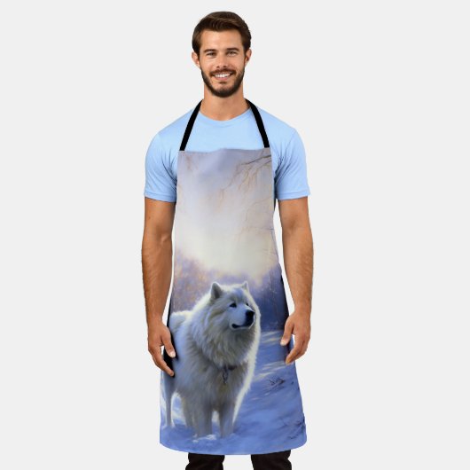 サモアイはそれを雪のクリスマスに任せた エプロン (着用した状態)