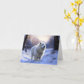 サモアイはそれを雪のクリスマスに任せた カード (黄色い花)