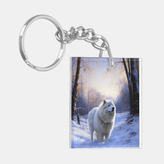 サモアイはそれを雪のクリスマスに任せた キーホルダー (正面左)