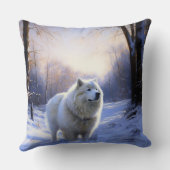 サモアイはそれを雪のクリスマスに任せた クッション (裏面)