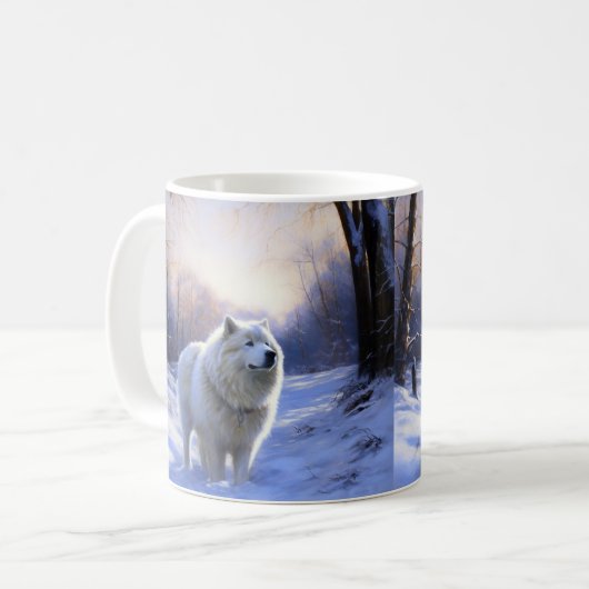 サモアイはそれを雪のクリスマスに任せた コーヒーマグカップ (正面左)