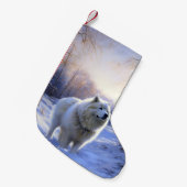 サモアイはそれを雪のクリスマスに任せた スモールクリスマスストッキング (正面 (吊り時))