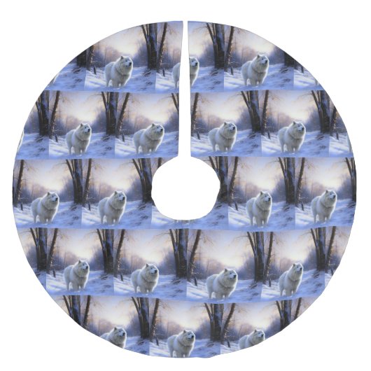 サモアイはそれを雪のクリスマスに任せた ブラッシュドポリエステルツリースカート (正面)