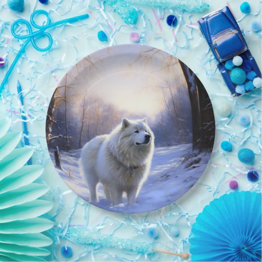 サモアイはそれを雪のクリスマスに任せた ペーパープレート (パーティー)