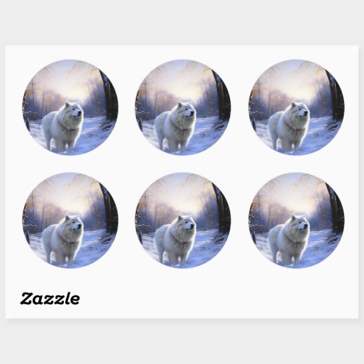 サモアイはそれを雪のクリスマスに任せた ラウンドシール (シート)