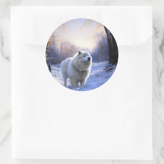 サモアイはそれを雪のクリスマスに任せた ラウンドシール (バッグ)