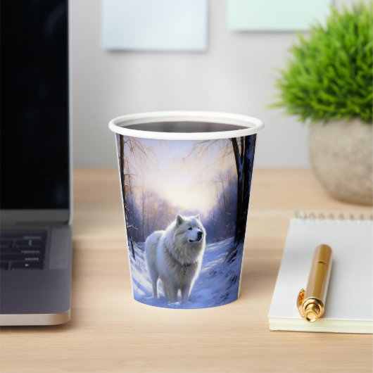 サモアイはそれを雪のクリスマスに任せた 紙コップ (インサイチュ)