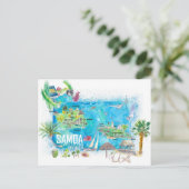 サモアイラスト島旅行地図 ポストカード (スタンド正面)