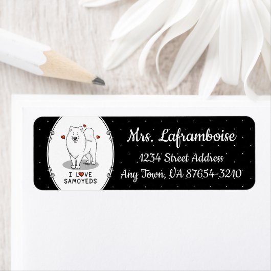 サモアイ大好き – かわいい犬 ラベル (インサイチュ)