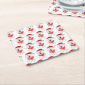 サモアイ犬がクリスマススターを育てる スクエアペーパーコースター (アングル)