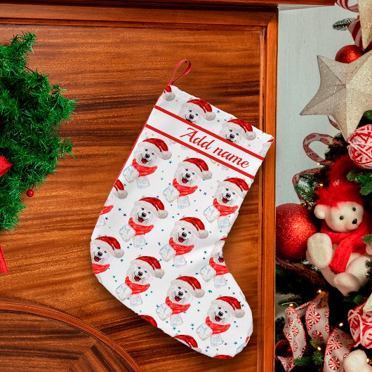 サモアイ犬がクリスマススターを育てる スモールクリスマスストッキング
