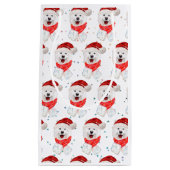 サモアイ犬がクリスマススターを育てる スモールペーパーバッグ (正面)