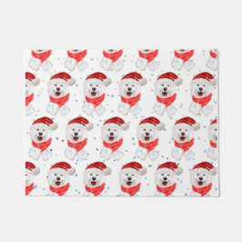 サモアイ犬がクリスマススターを育てる ドアマット