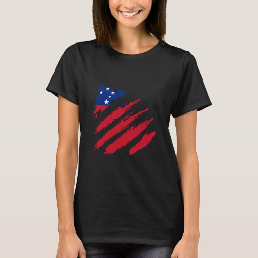 サモアサモアプライドサモアンルーツクローサモアン国旗 Tシャツ (正面)
