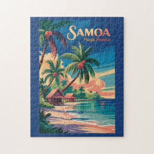 サモアビーチ サモア 挿絵 旅行 アート ビンテージ ジグソーパズル