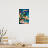 サモアビーチ サモア 挿絵 旅行 アート ビンテージ ポスター (キッチン)
