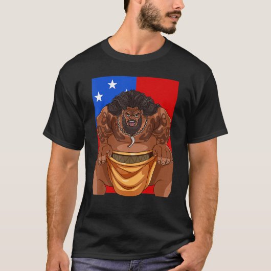サモアプライドポリネシアのハカダンスサモア国旗 Tシャツ (正面)