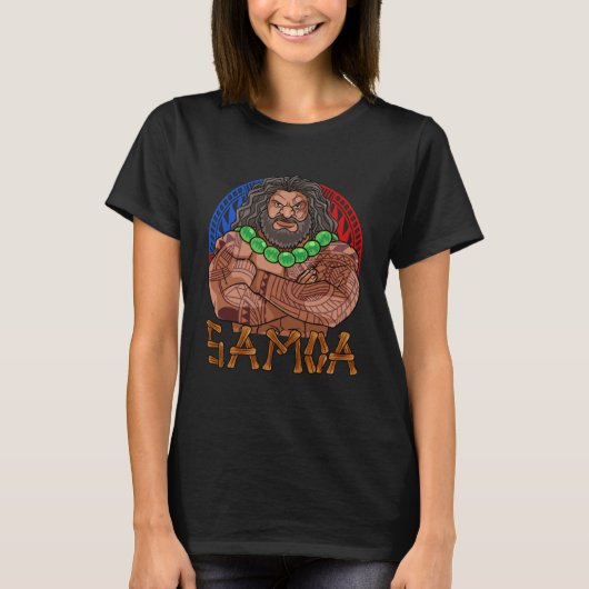 サモアプライドポリネシアの戦士サモアタオカルトゥール Tシャツ (正面)